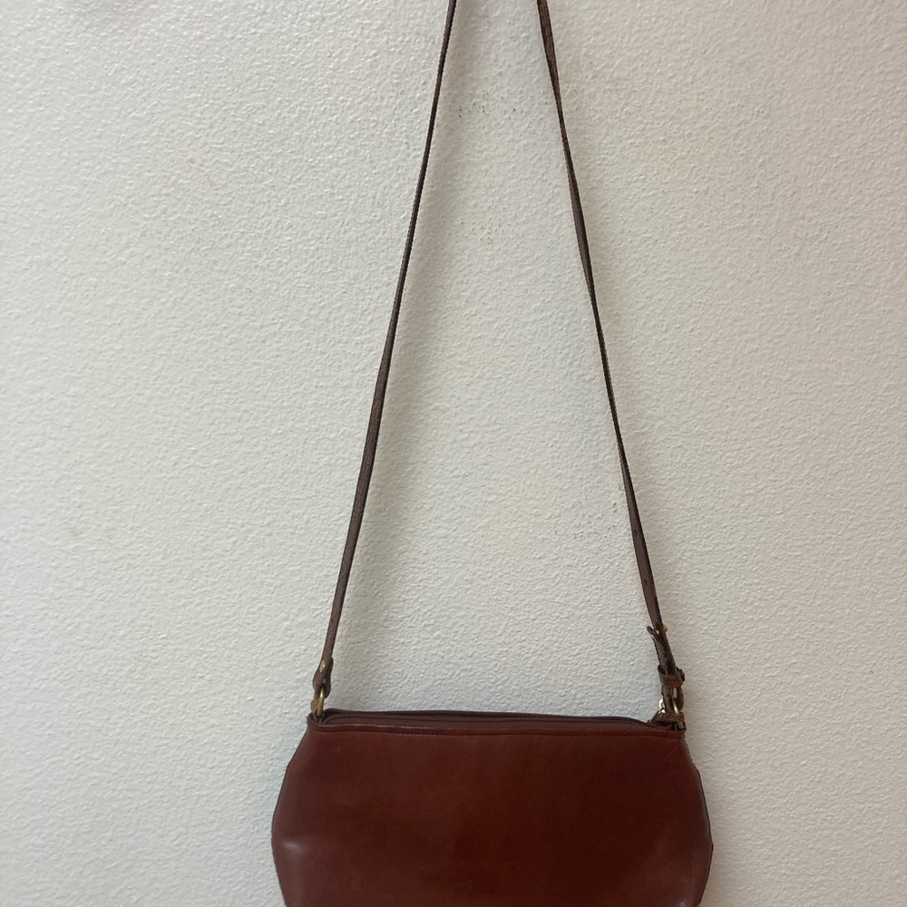 BRAHMIN Leather and Croc Embossed Cognac Shoulder Bag - Picture 4 of 7